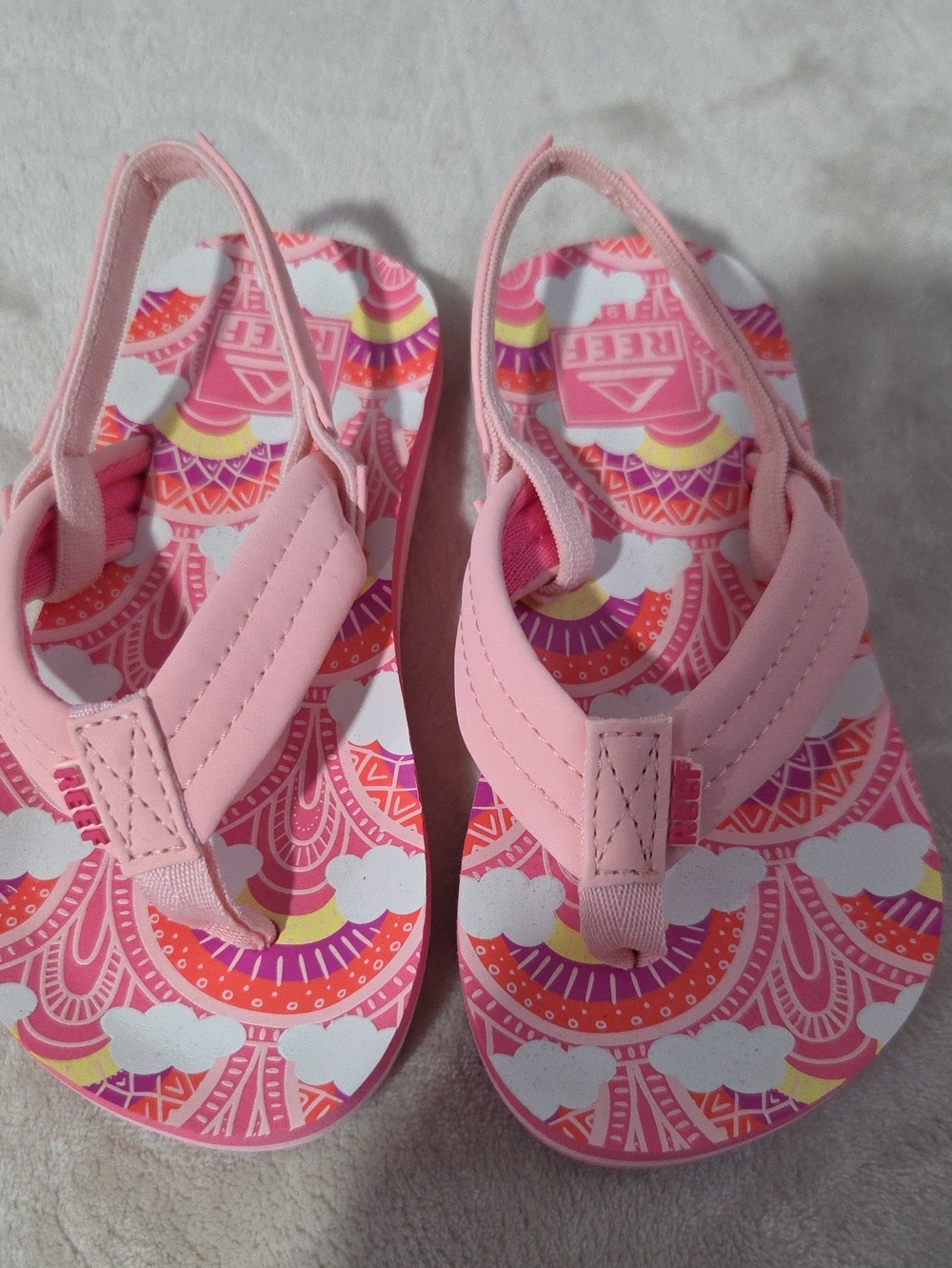 Kids Pink Patterned Flip-Flop Sandals - Reef Style